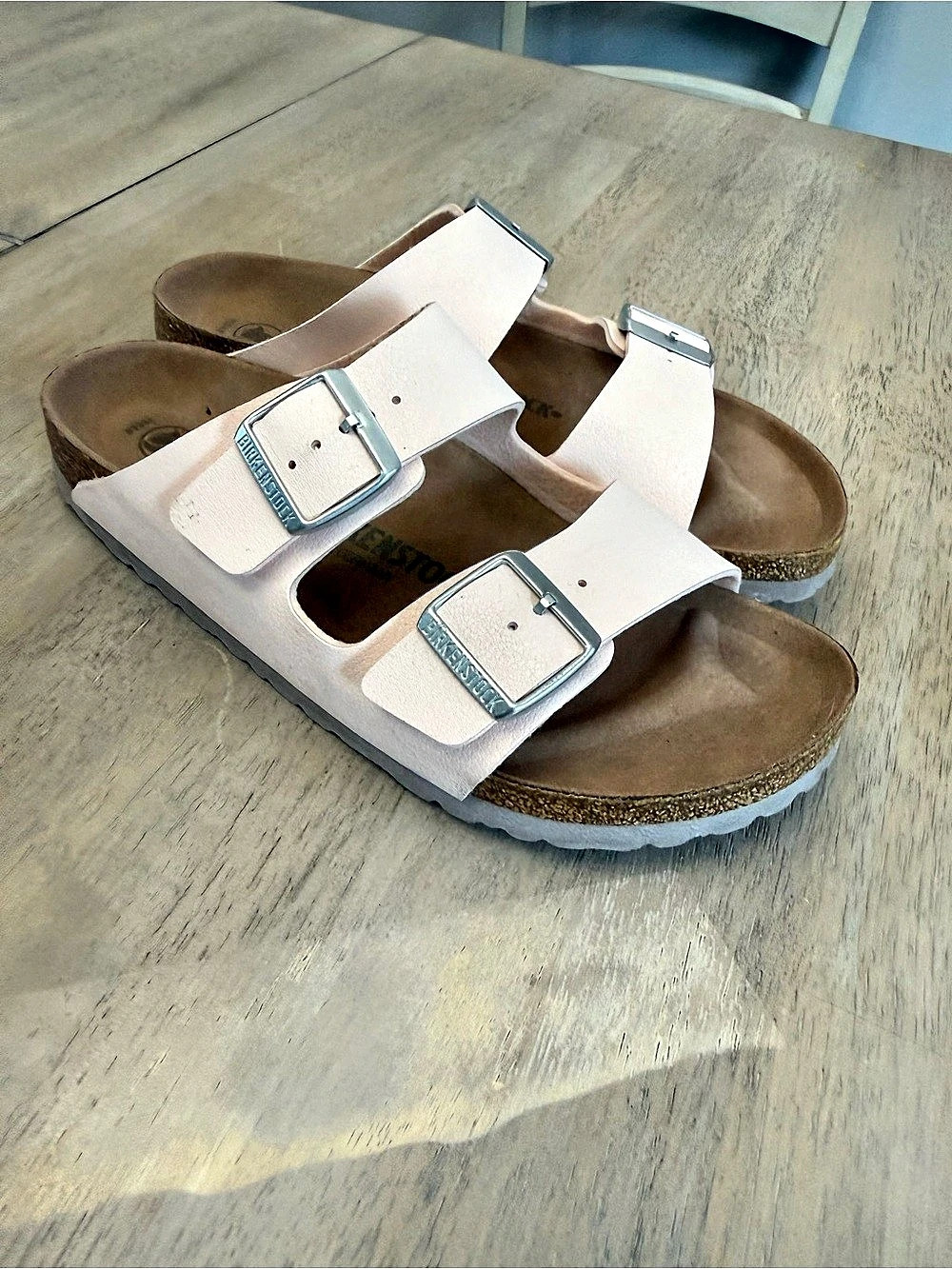 Birkenstock Arizona Vegan Birko-Flor Nubuck Sandals Pink US 9